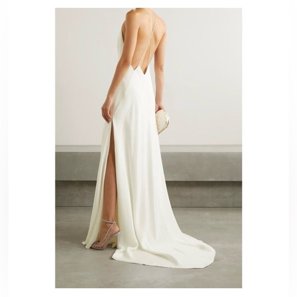 Michael Lo Sordo Alexandra Silk Wedding  Maxi Dress Ivory Size 12 - Picture 2 of 16